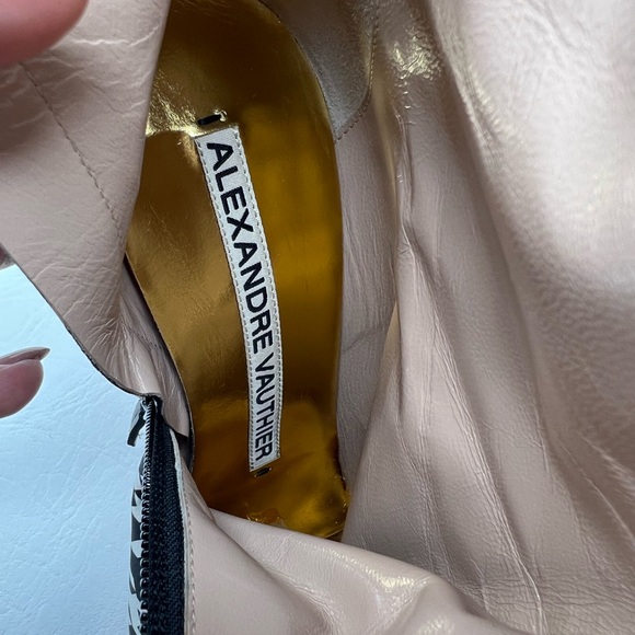 Alexandre Vauthier Yasmin Satin Buckle Plaid Houndstooth Booties Heels 38/ 8 - Picture 11 of 12